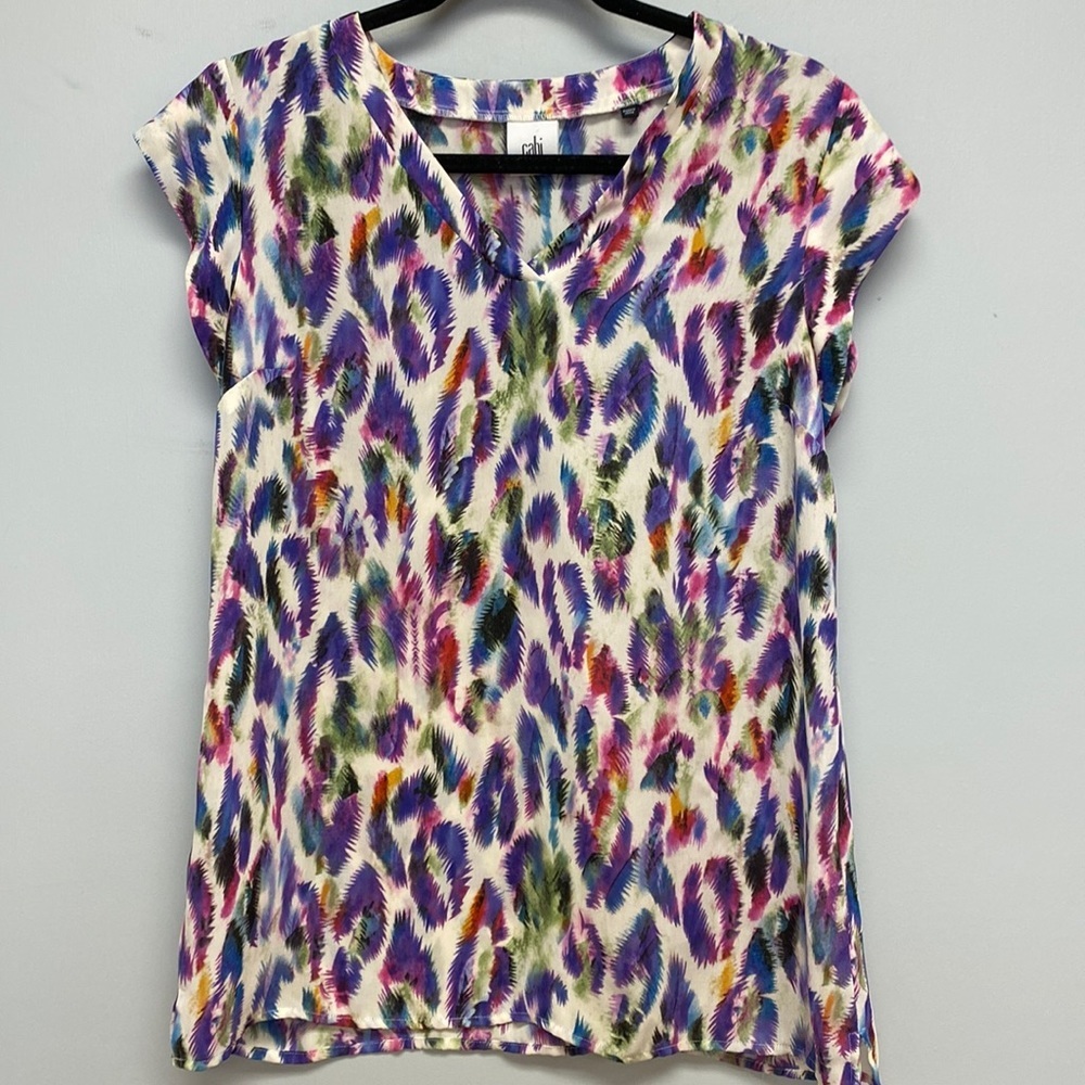 Cabi Plume Feathers V-Neck Sleeveless Blouse